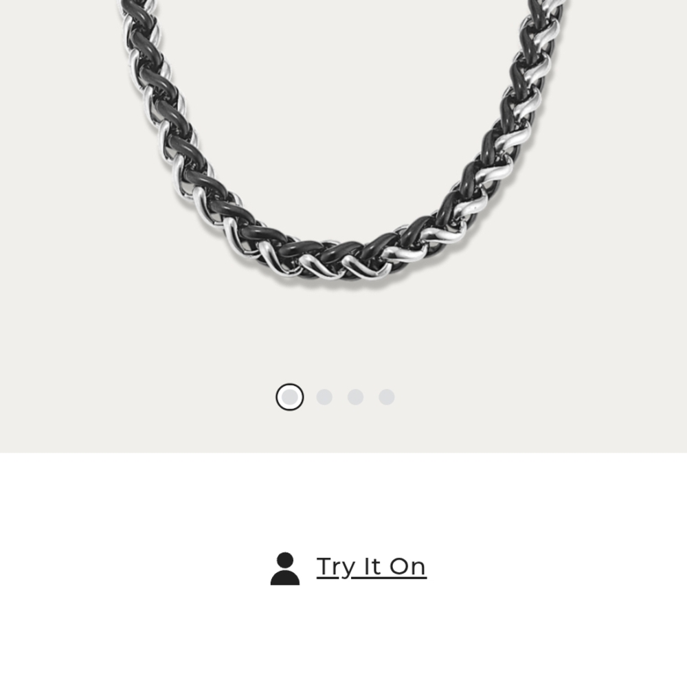 Men's Black and Silver Chain Necklace